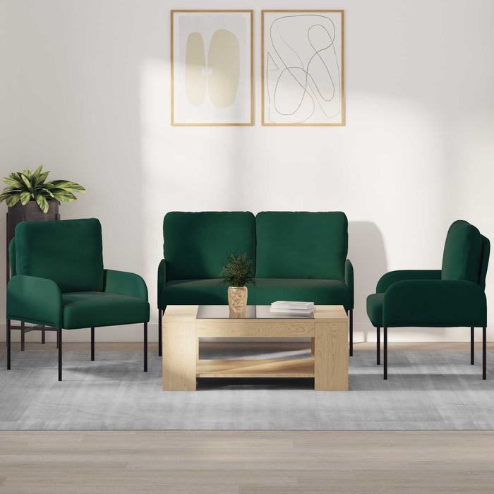 Seturi de canapele 3 pcs Verde închis 115 x 56 x 80 cm placaj - WALTI WALTI