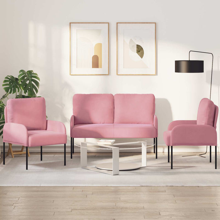 Seturi de canapele cu pernă 3 pcs Roz 115 x 56 x 80 cm placaj - WALTI WALTI