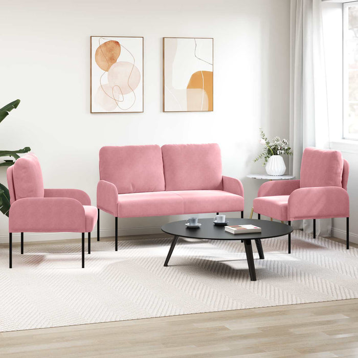 Seturi de canapele cu pernă 3 pcs Roz 115 x 56 x 80 cm placaj - WALTI WALTI