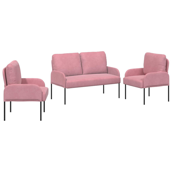 Seturi de canapele cu pernă 3 pcs Roz 115 x 56 x 80 cm placaj - WALTI WALTI