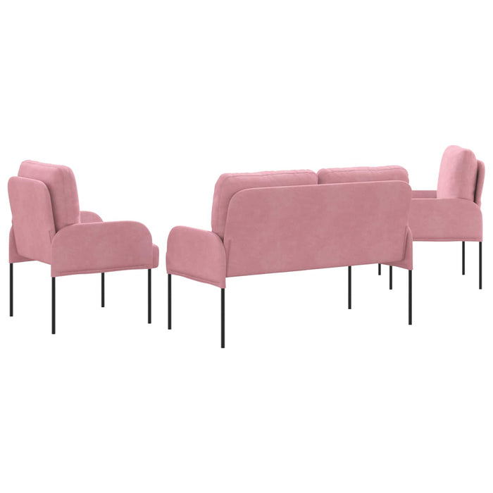 Seturi de canapele cu pernă 3 pcs Roz 115 x 56 x 80 cm placaj - WALTI WALTI