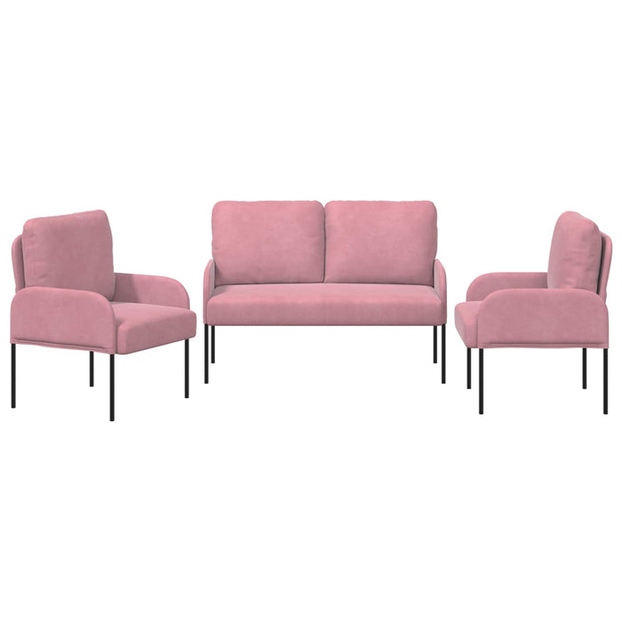 Seturi de canapele cu pernă 3 pcs Roz 115 x 56 x 80 cm placaj - WALTI WALTI