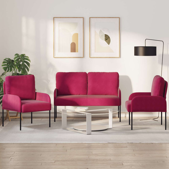 Seturi de canapele 3 pcs Roșu Vin 115 x 56 x 80 cm placaj - WALTI WALTI