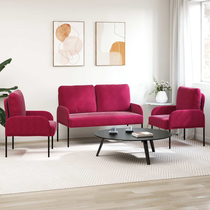 Seturi de canapele 3 pcs Roșu Vin 115 x 56 x 80 cm placaj - WALTI WALTI