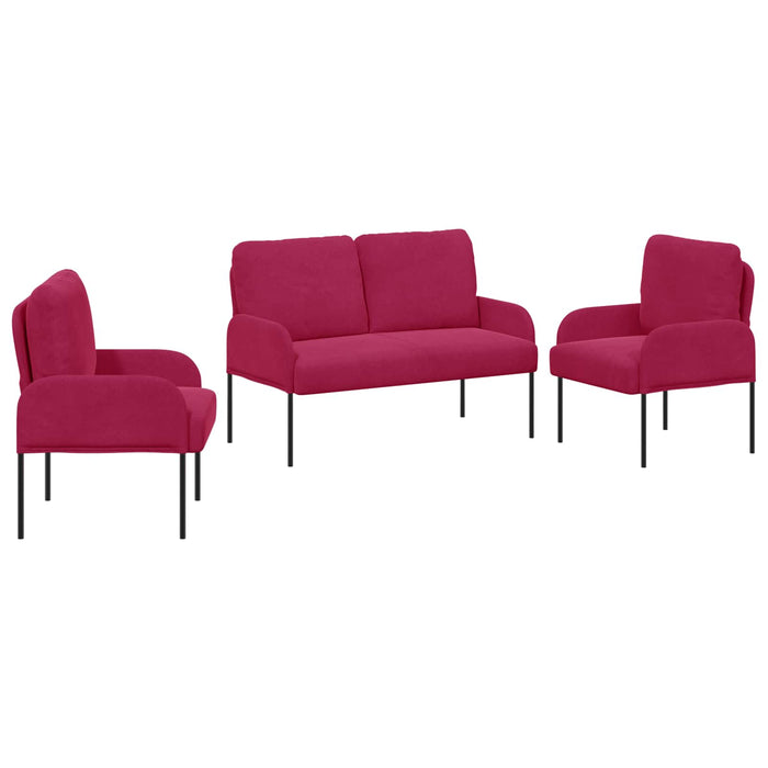 Seturi de canapele 3 pcs Roșu Vin 115 x 56 x 80 cm placaj - WALTI WALTI