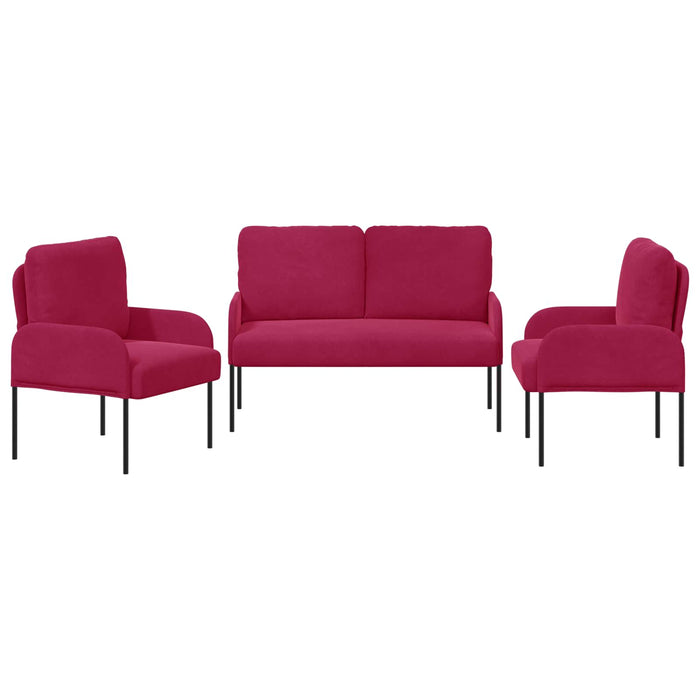 Seturi de canapele 3 pcs Roșu Vin 115 x 56 x 80 cm placaj - WALTI WALTI