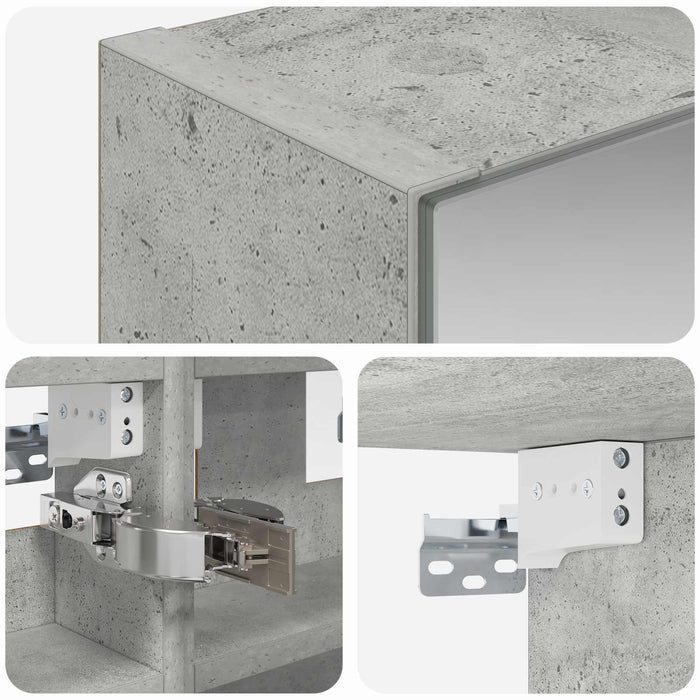 Dulap cu oglindă pentru baie Gri din beton 30 x 10,5 x 50 cm - WALTI WALTI