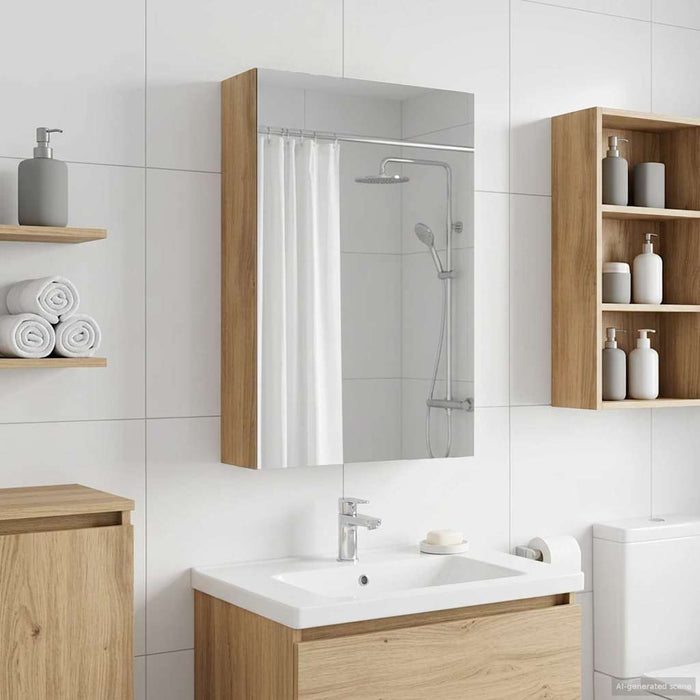 Dulap cu oglindă pentru baie Stejar artizanal 30 x 10,5 x 50 cm - WALTI WALTI