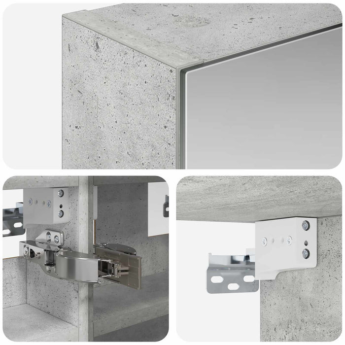 Dulap cu oglindă pentru baie Gri din beton 30 x 10,5 x 50 cm - WALTI WALTI