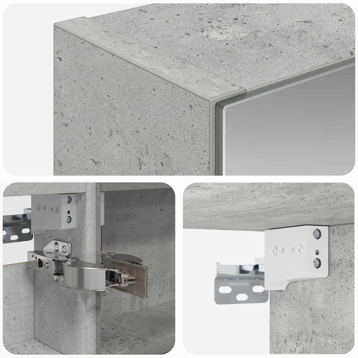 Dulap cu oglindă pentru baie Gri din beton 40 x 10,5 x 60,5 cm - WALTI WALTI