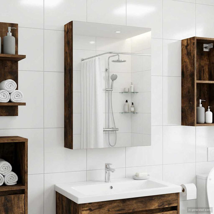 Dulap cu oglindă pentru baie Stejar fumuriu 40 x 10,5 x 60,5 cm - WALTI WALTI
