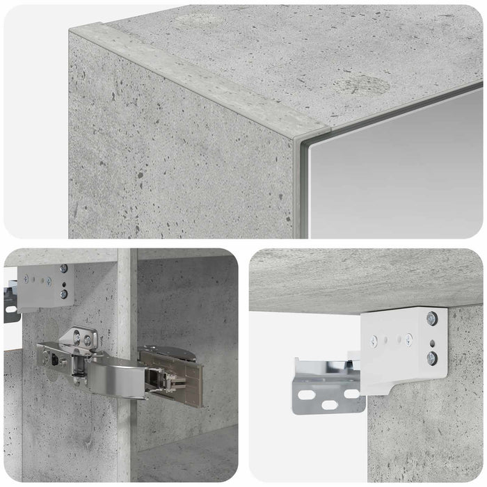 Dulap cu oglindă pentru baie Gri din beton 50 x 14,5 x 70 cm - WALTI WALTI