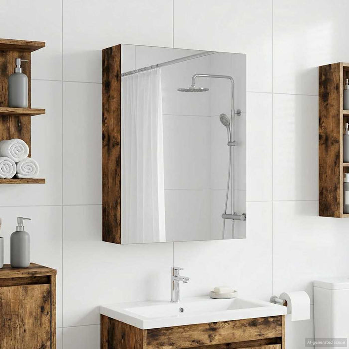 Dulap cu oglindă pentru baie Stejar fumuriu 50 x 14,5 x 70 cm - WALTI WALTI