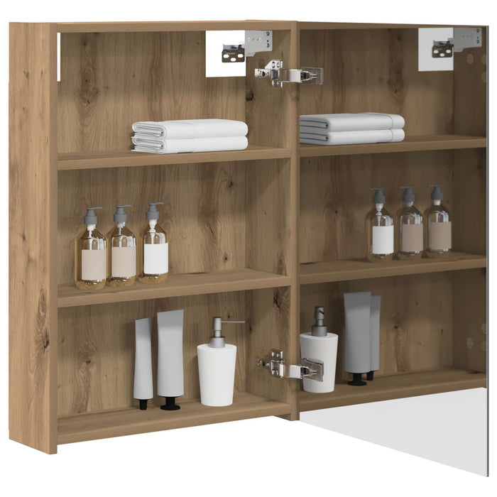 Dulap cu oglindă pentru baie Stejar artizanal 50 x 14,5 x 70 cm - WALTI WALTI