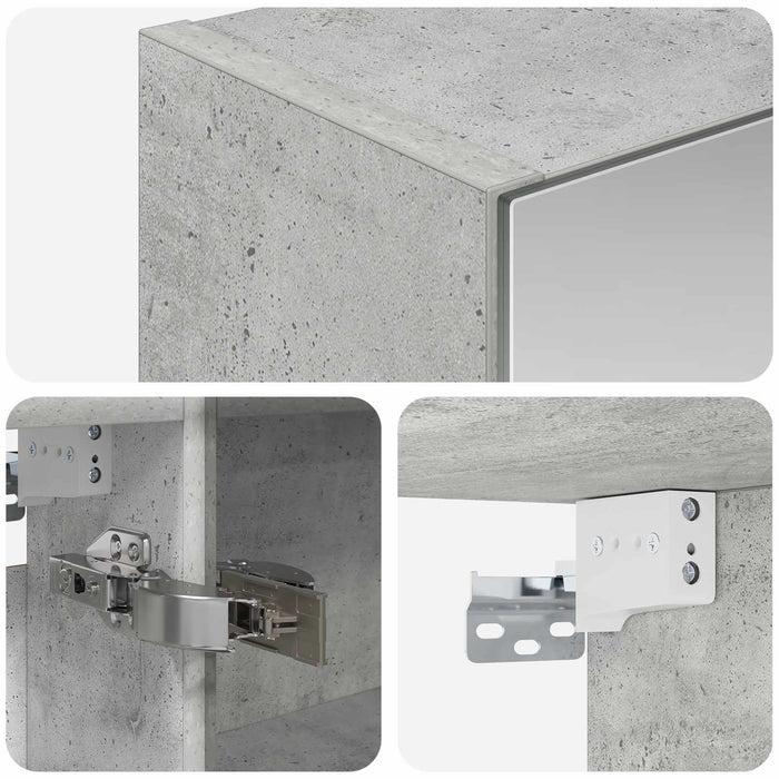 Dulap cu oglindă pentru baie Gri din beton 50 x 14,5 x 70 cm - WALTI WALTI
