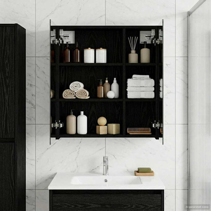 Dulap cu oglindă pentru baie Stejar Negru 60 x 14,5 x 70 cm - WALTI WALTI