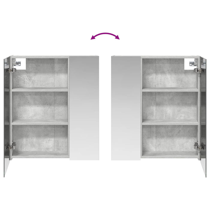 Dulap cu oglindă pentru baie Gri din beton 60 x 14,5 x 70 cm - WALTI WALTI
