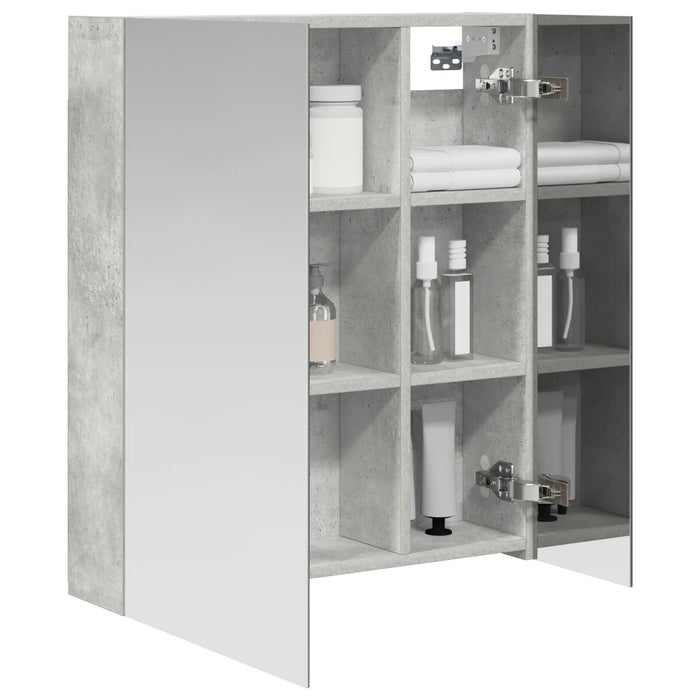 Dulap cu oglindă pentru baie Gri din beton 60 x 14,5 x 70 cm - WALTI WALTI