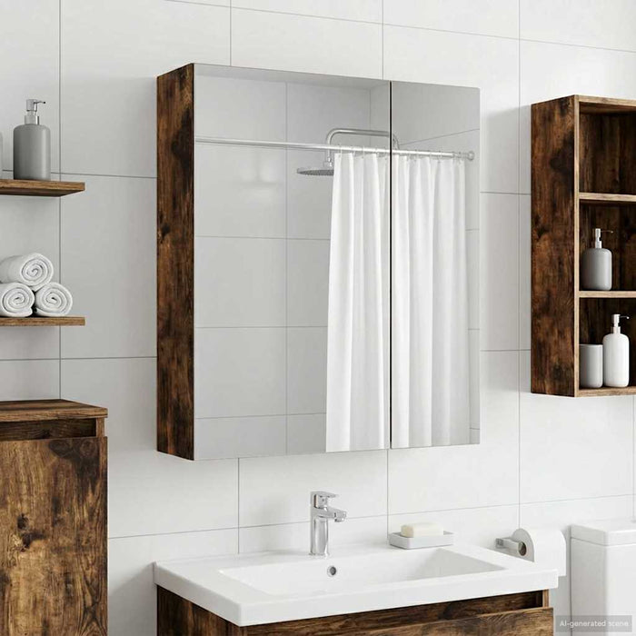 Dulap cu oglindă pentru baie Stejar fumuriu 60 x 14,5 x 70 cm - WALTI WALTI