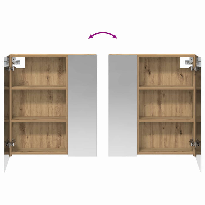 Dulap cu oglindă pentru baie Stejar artizanal 60 x 14,5 x 70 cm - WALTI WALTI