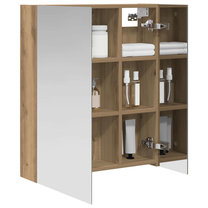 Dulap cu oglindă pentru baie Stejar artizanal 60 x 14,5 x 70 cm - WALTI WALTI