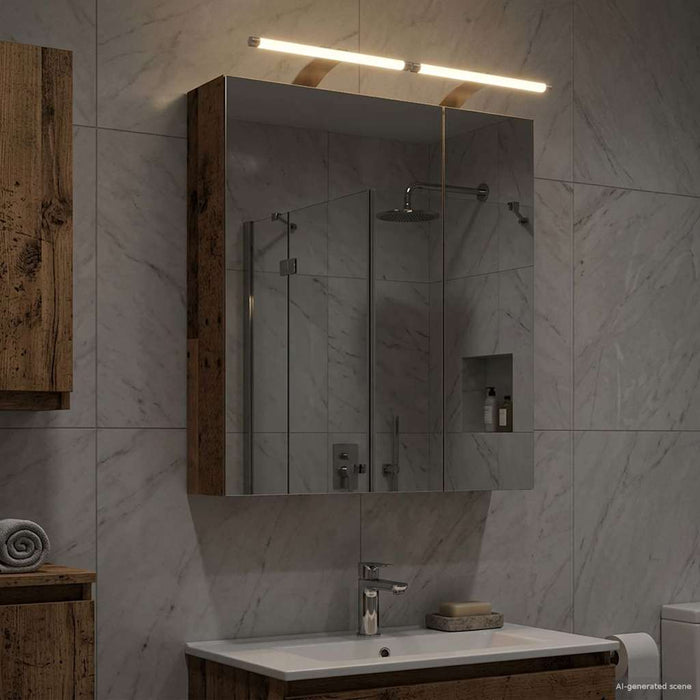 Dulap cu oglindă pentru baie Lemn vechi 60 x 14,5 x 70 cm WALTI