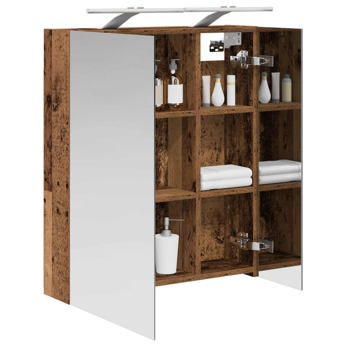 Dulap cu oglindă pentru baie Lemn vechi 60 x 14,5 x 70 cm WALTI