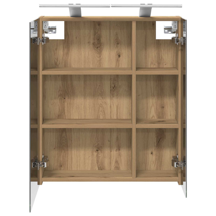 Dulap cu oglindă pentru baie Stejar artizanal 60 x 14,5 x 70 cm - WALTI WALTI
