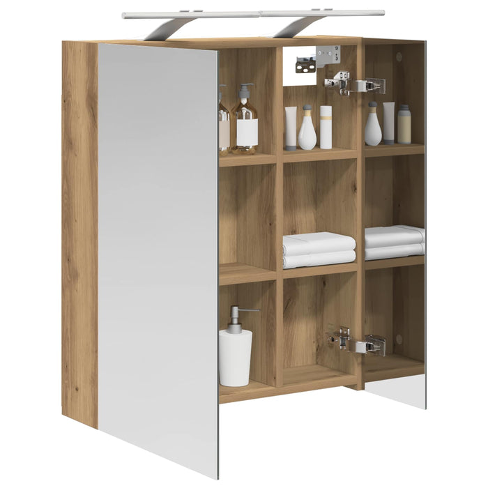 Dulap cu oglindă pentru baie Stejar artizanal 60 x 14,5 x 70 cm - WALTI WALTI