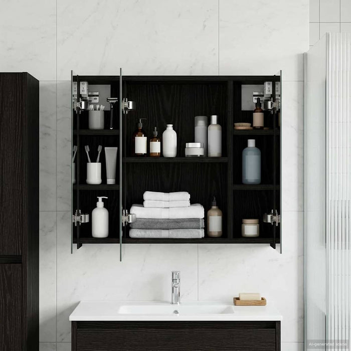 Dulap cu oglindă pentru baie Stejar Negru 60 x 14,5 x 50 cm - WALTI WALTI