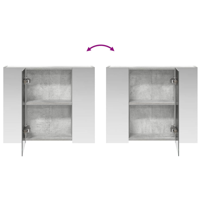 Dulap cu oglindă pentru baie Gri din beton 60 x 14,5 x 50 cm - WALTI WALTI