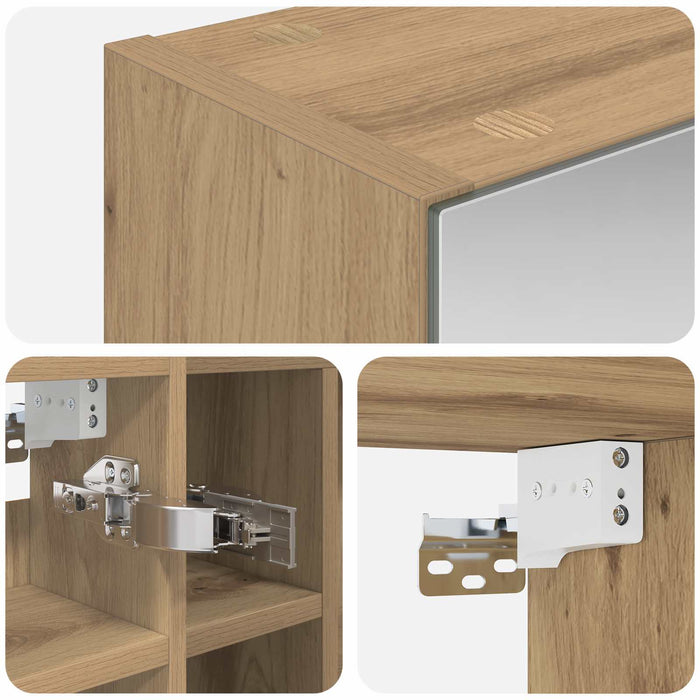 Dulap cu oglindă pentru baie Stejar artizanal 60 x 14,5 x 50 cm - WALTI WALTI