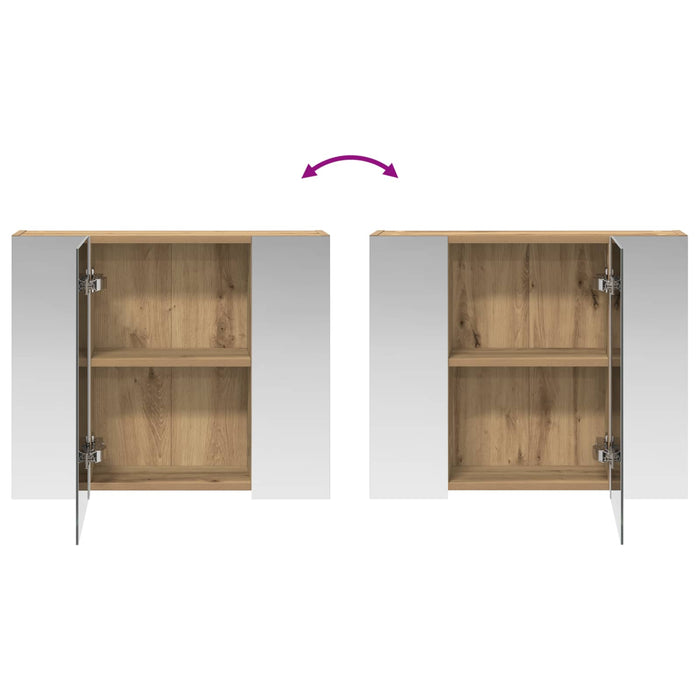 Dulap cu oglindă pentru baie Stejar artizanal 60 x 14,5 x 50 cm - WALTI WALTI