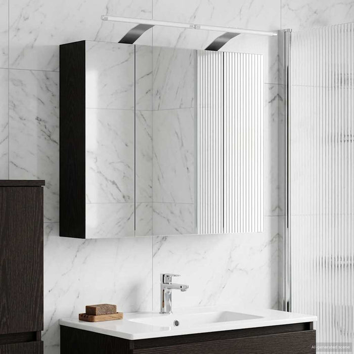 Dulap cu oglindă pentru baie Stejar Negru 60 x 14,5 x 50 cm - WALTI WALTI