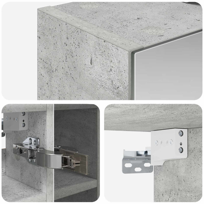 Dulap cu oglindă pentru baie Gri din beton 60 x 14,5 x 50 cm - WALTI WALTI