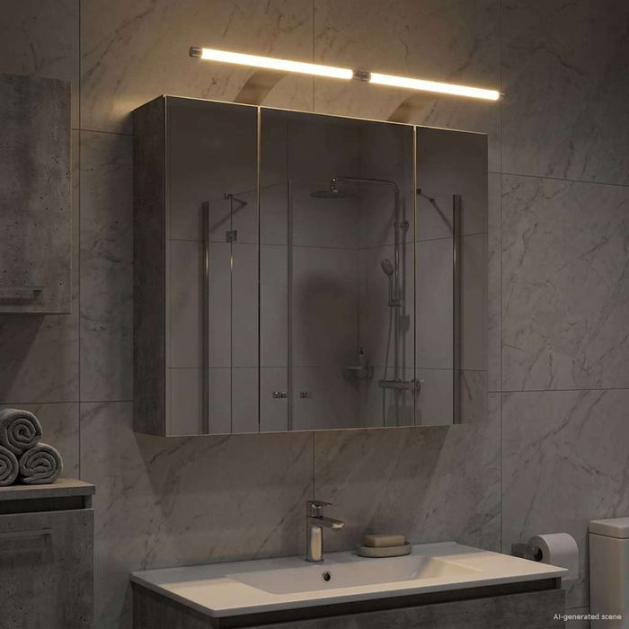 Dulap cu oglindă pentru baie Gri din beton 60 x 14,5 x 50 cm - WALTI WALTI