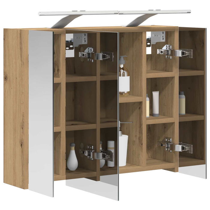 Dulap cu oglindă pentru baie Stejar artizanal 60 x 14,5 x 50 cm - WALTI WALTI