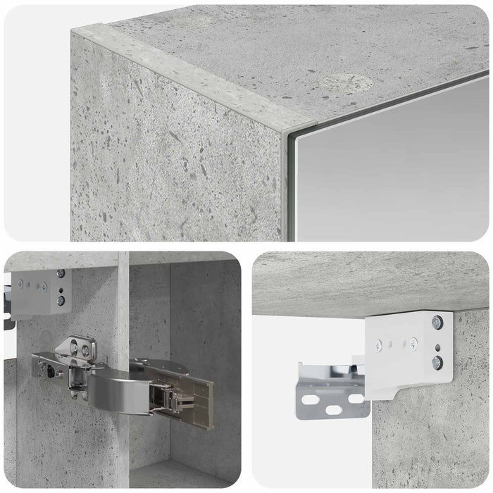Dulap cu oglindă pentru baie Gri din beton 70 x 14,5 x 70 cm - WALTI WALTI