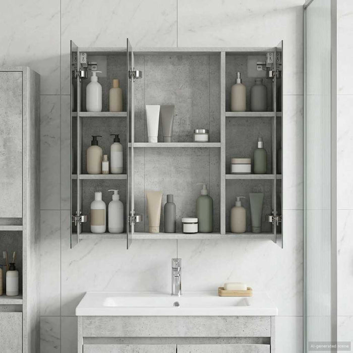Dulap cu oglindă pentru baie Gri din beton 70 x 14,5 x 70 cm - WALTI WALTI