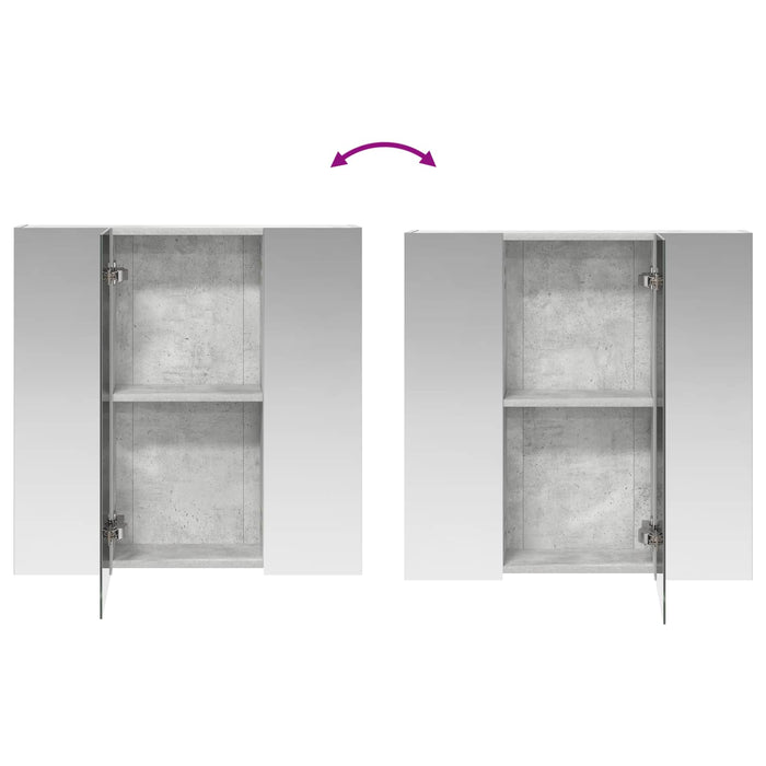 Dulap cu oglindă pentru baie Gri din beton 70 x 14,5 x 70 cm - WALTI WALTI