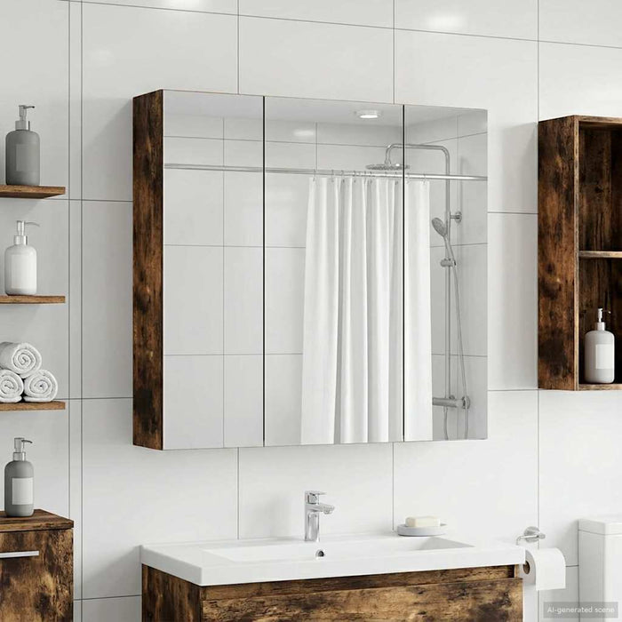 Dulap cu oglindă pentru baie Stejar fumuriu 70 x 14,5 x 70 cm - WALTI WALTI