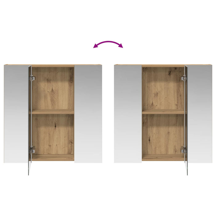 Dulap cu oglindă pentru baie Stejar artizanal 70 x 14,5 x 70 cm - WALTI WALTI