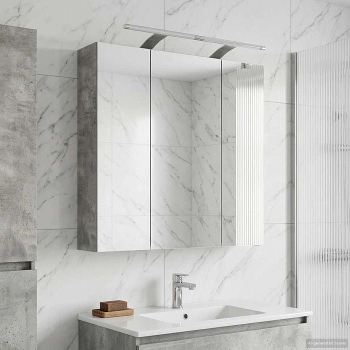 Dulap cu oglindă pentru baie Gri din beton 70 x 14,5 x 70 cm - WALTI WALTI