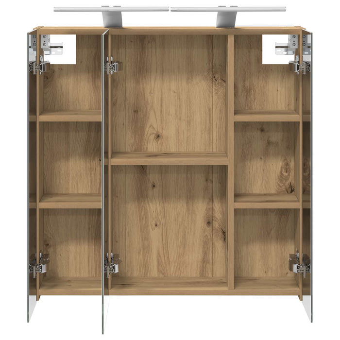 Dulap cu oglindă pentru baie Stejar artizanal 70 x 14,5 x 70 cm - WALTI WALTI