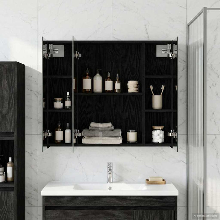 Dulap cu oglindă pentru baie Stejar Negru 80 x 14.5 x 70 cm - WALTI WALTI