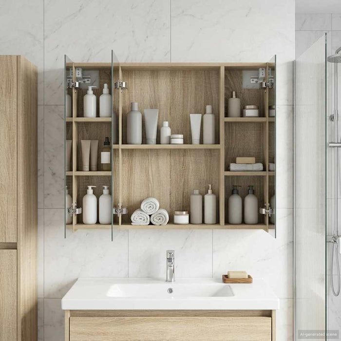 Dulap cu oglindă pentru baie Stejar Sonoma 80 x 14.5 x 70 cm - WALTI WALTI
