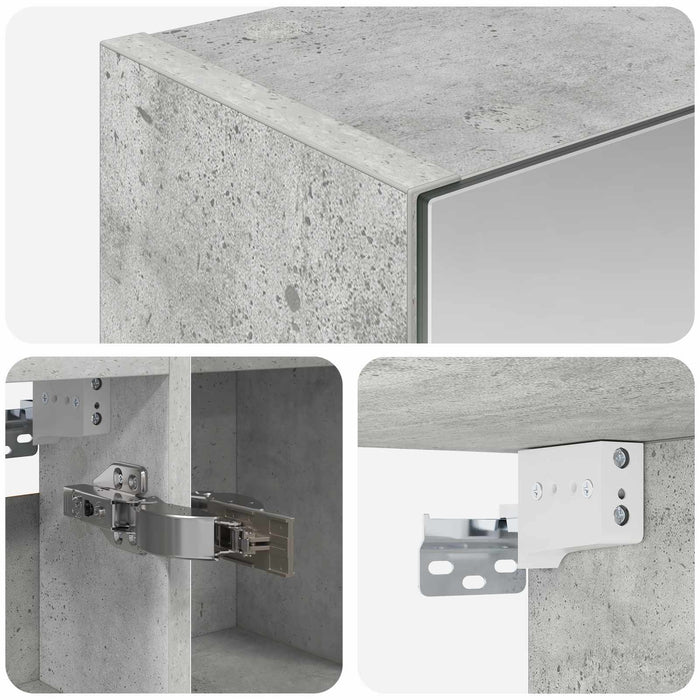 Dulap cu oglindă pentru baie Gri din beton 80 x 14.5 x 70 cm - WALTI WALTI