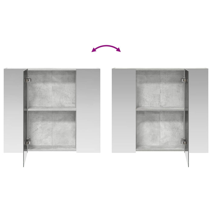 Dulap cu oglindă pentru baie Gri din beton 80 x 14.5 x 70 cm - WALTI WALTI