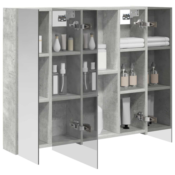 Dulap cu oglindă pentru baie Gri din beton 80 x 14.5 x 70 cm - WALTI WALTI