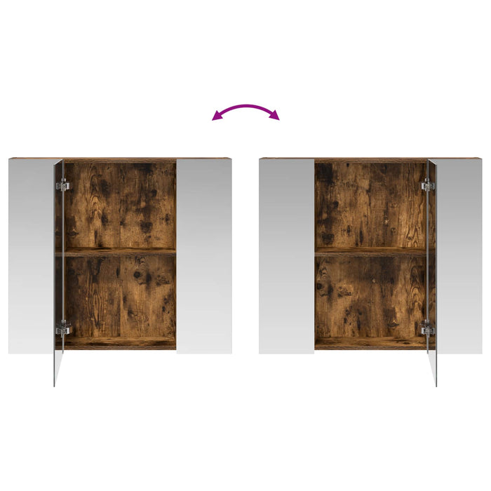 Dulap cu oglindă pentru baie Stejar fumuriu 80 x 14.5 x 70 cm - WALTI WALTI